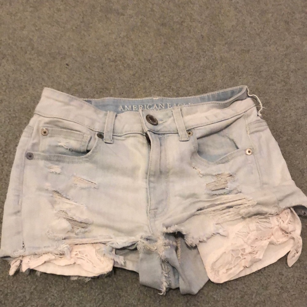 Light washed jean shorts